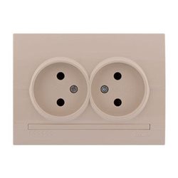 Розетка двойная без заземления цвет кремовый, Lezard Deriy 702-0303-128B