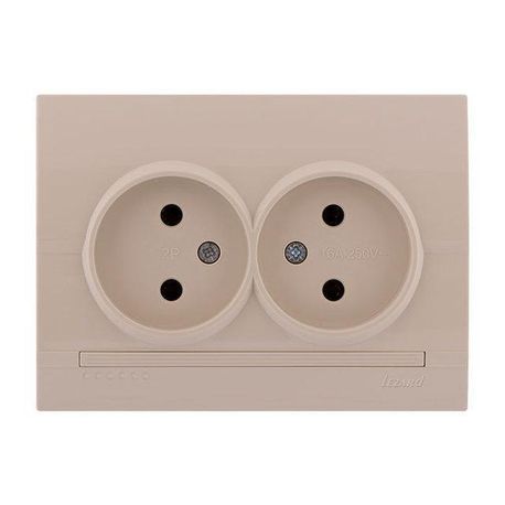 Розетка подвійна без заземлення колір кремовий, Lezard Deriy
