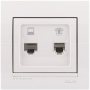 Розетка компьютер + телефон цвет белый, Lezard Deriy