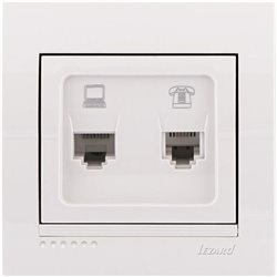 Розетка компьютер + телефон цвет белый, Lezard Deriy 702-0202-143
