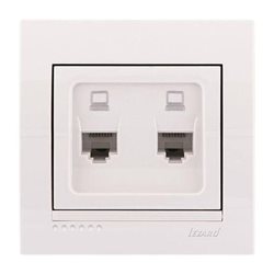 Розетка компьютерная двойная цвет белый, Lezard Deriy 702-0202-141