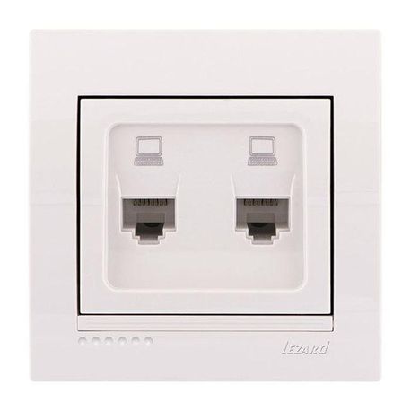 Розетка компьютерная двойная цвет белый, Lezard Deriy 702-0202-141