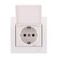 Розетка с заземлением с крышкой цвет белый, Lezard Deriy 702-0202-123B