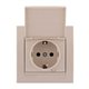 Розетка с заземлением с крышкой цвет кремовый, Lezard Deriy 702-0303-123B
