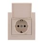 Розетка з заземленням з кришкою колір кремовий, Lezard Deriy