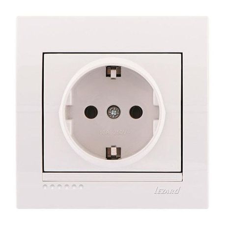 Розетка с заземлением цвет белый, Lezard Deriy 702-0202-122B