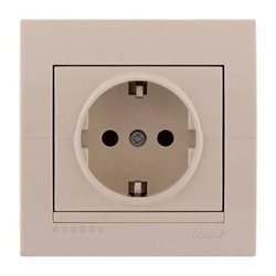 Розетка із заземленням колір кремовий, Lezard Deriy