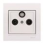 Розетка ТВ-Радіо-супутник прохідна колір білий, Lezard Deriy