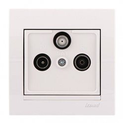 Розетка ТВ-Радіо-супутник прохідна колір білий, Lezard Deriy