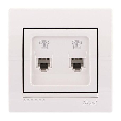 Розетка телефонна подвійна колір білий, Lezard Deriy