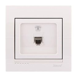 Розетка телефонная цвет белый, Lezard Deriy 702-0202-137