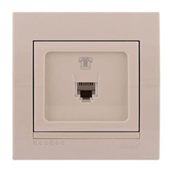 Розетка телефонная цвет кремовый, Lezard Deriy 702-0303-137