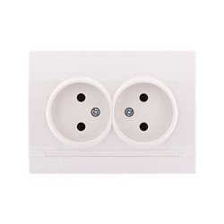 Розетка двойная без заземления цвет белый, Lezard Deriy 702-0202-128B
