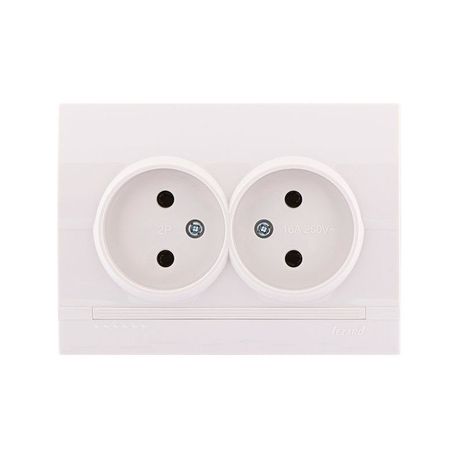 Розетка двойная без заземления цвет белый, Lezard Deriy 702-0202-128B