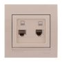Розетка компьютерная двойная цвет кремовый, Lezard Deriy