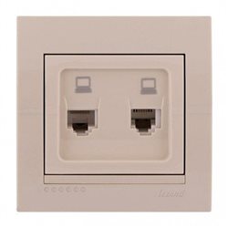 Розетка компьютерная двойная цвет кремовый, Lezard Deriy 702-0303-141