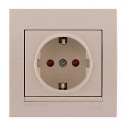 Розетка з захистом від дітей колір кремовий, Lezard Deriy