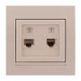 Розетка телефонна подвійна колір кремовий, Lezard Deriy