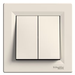 Выключатель 2-кл., цвет слоновая кость, Asfora