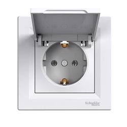 Розетка 2К+З, 16А, з кришкою, колір білий, Asfora