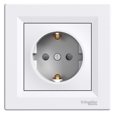 Розетка 2К+З, 16А, зі шторками, колір білий, Asfora