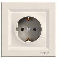 Розетка 2К+З, 16А, цвет слоновая кость, Asfora