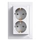 Розетка 2-ная 2К+З, со шторками, цвет белый, Asfora