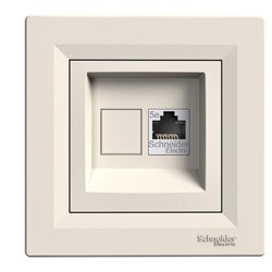 Розетка компьютерная RJ45 кат, 5 UTP 1-ная, цвет слоновая кость, Asfora