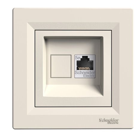 Розетка компьютерная RJ45 кат, 5 UTP 1-ная, цвет слоновая кость, Asfora