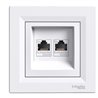 Розетка компьютерная RJ45 кат, 5 UTP 2-ная, цвет белый, Asfora