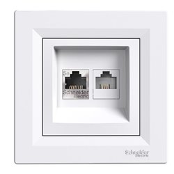 Розетка телефонна RJ11+RJ45 кат, 5 UTP, колір білий, Asfora