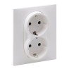 Розетка 2-а із з/к та шторками (пруж.клеми) 16А/250V білий, SUNO Legrand 721126