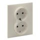 Розетка 2-а с з/к и шторками (пруж.клеммы) 16А/250V сл. кость, SUNO Legrand 721226