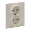 Розетка 2-а с з/к и шторками (пруж.клеммы) 16А/250V сл. кость, SUNO Legrand 721226
