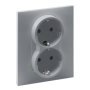 Розетка 2-а с з/к и шторками (пруж.клеммы) 16А/250V алюминий, SUNO Legrand 721326