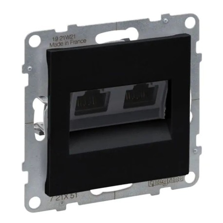 Розетка комп'ютерна 2-а RJ45 Cat5E/UTP, чорний, SUNO Legrand 721451