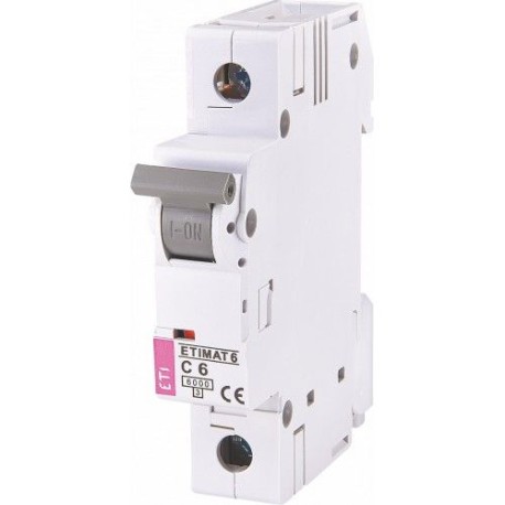 Автоматический выключатель ETIMAT 6 1p C 6А (6 kA), ETI 2141512