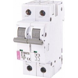 Автоматический выключатель ETIMAT 6 2p C 6А (6 kA), ETI 2143512
