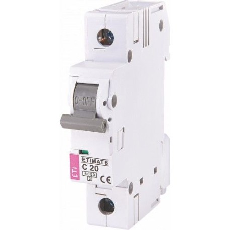 Автоматический выключатель ETIMAT 6 1p C 20А (6 kA), ETI 2141517