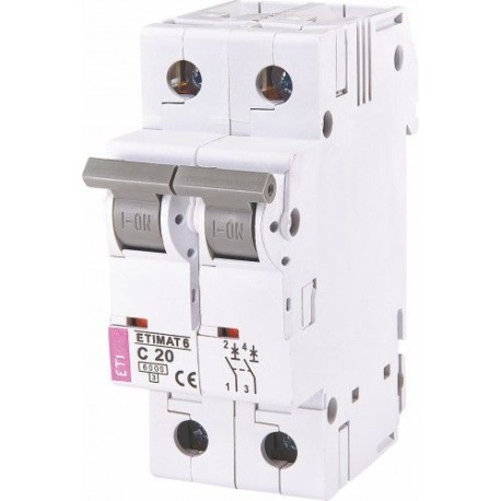 Автоматичний вимикач ETIMAT 6 2p C 20А (6 kA), ETI 2143517