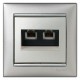 Механизм розетки телефонной 2х RJ11 алюминий Legrand Valena 770139