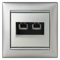 Механізм розетки телефонної 2х RJ11 алюміній, Valena Legrand
