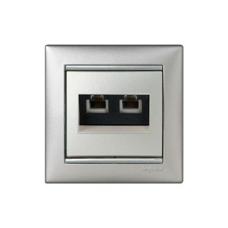 Механизм розетки телефонной 2х RJ11 алюминий Legrand Valena 770139