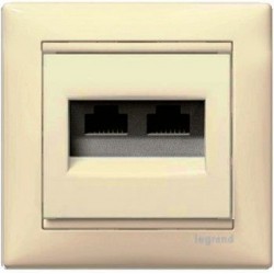 Механізм розетки телефонної 2х RJ11 слонова кістка, Valena Legrand