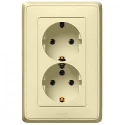 Розетка 2-а 2 контакти, із заземленням, колір слонова кістка, Legrand Cariva, Legrand