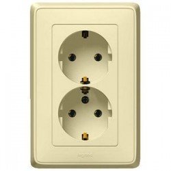 Розетка 2-а 2 контакти, із заземленням, колір слонова кістка, Legrand Cariva, Legrand