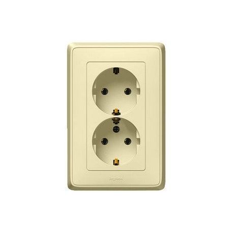 Розетка 2-я 2 контакта, с заземлением, цвет слоновая кость, Legrand Cariva 773727
