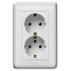 Розетка 2-я 2 контакта, с заземлением, цвет белый, Legrand Cariva 773627