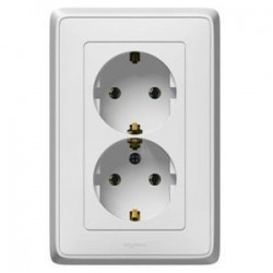 Розетка 2-я 2 контакта, с заземлением, цвет белый, Legrand Cariva 773627