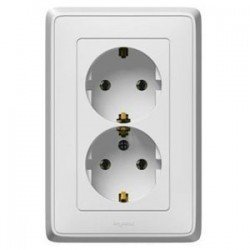 Розетка 2-а 2 контакти, із заземленням, колір білий, Legrand Cariva, Legrand